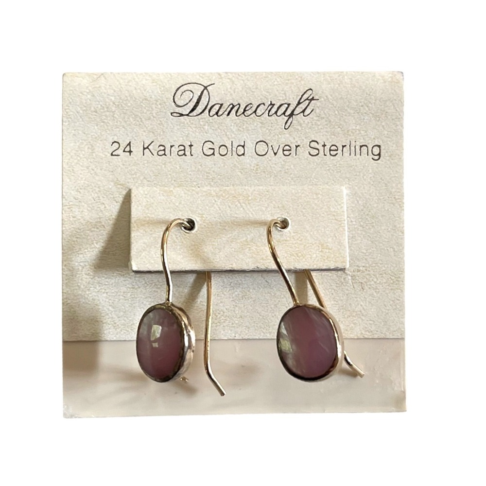 Danecraft Drop Earrings OS Gold‎ Mauve Romantic 24K Gold Over Sterling Silver
